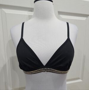 Victoria's Secret Pink Punk Goth Black Silver Studded Bralette Bra S M NWT